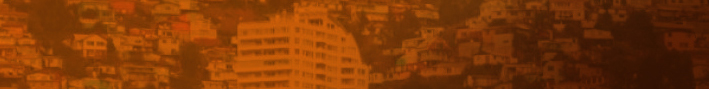 Franja con paisaje de edificios y casas con filtro color anaranjado