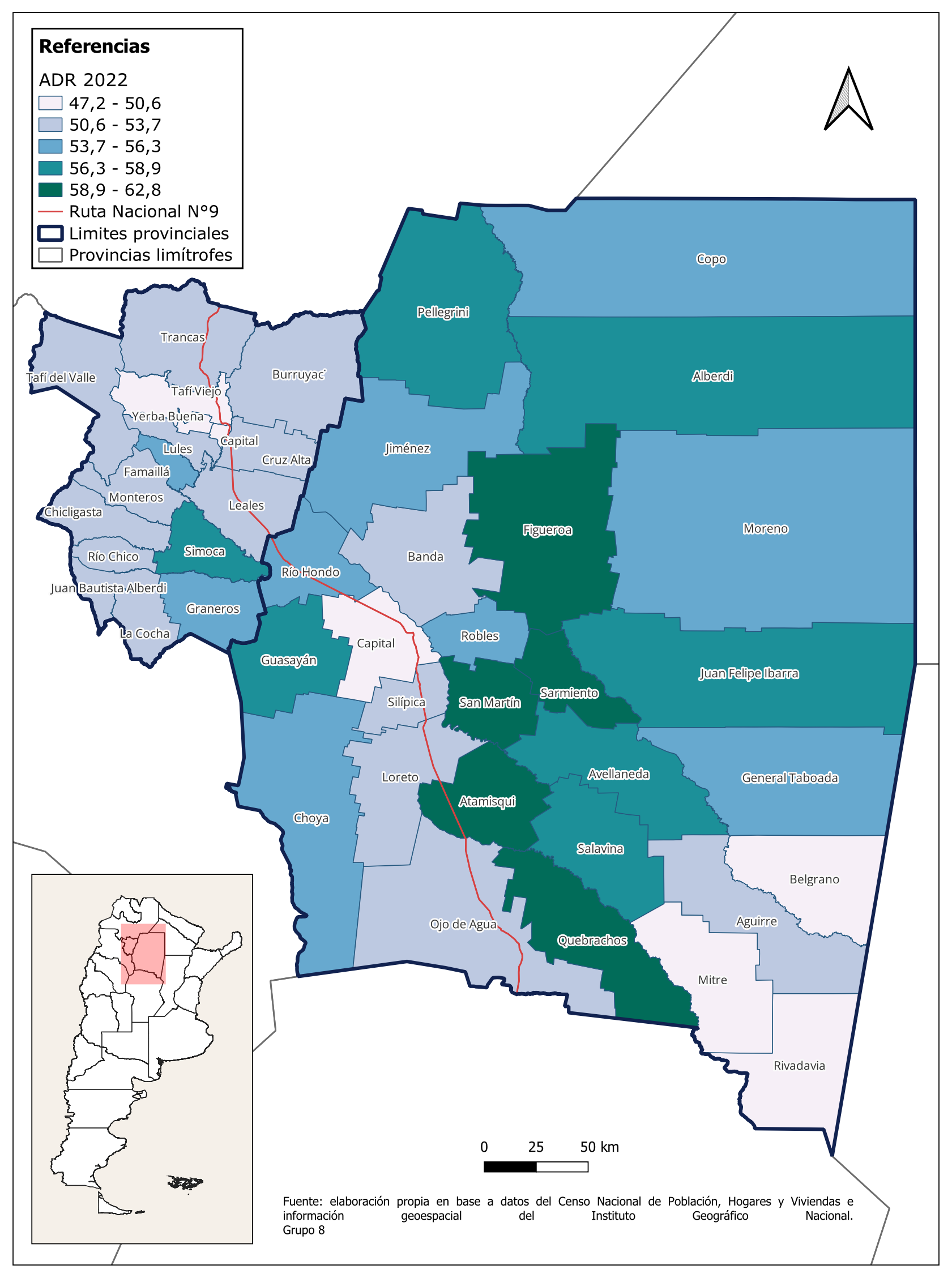 TDR por departamento 2010