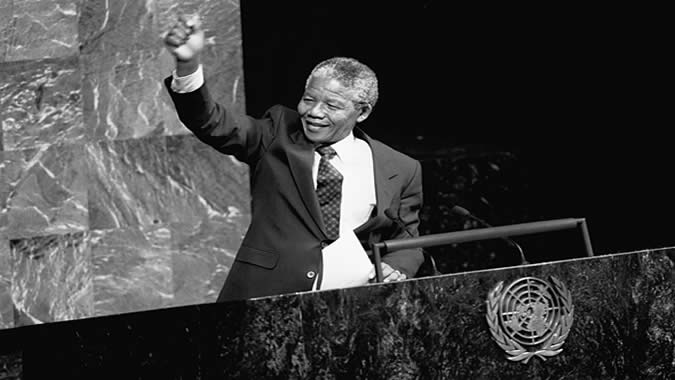 Nelson Mandela en la Asamblea General de las Naciones Unidas.