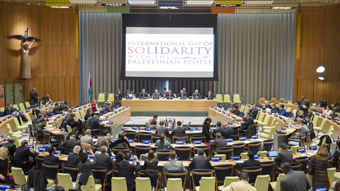 A wide view of the special meeting in observance of the International Day of Solidarity with the Palestinian People.
