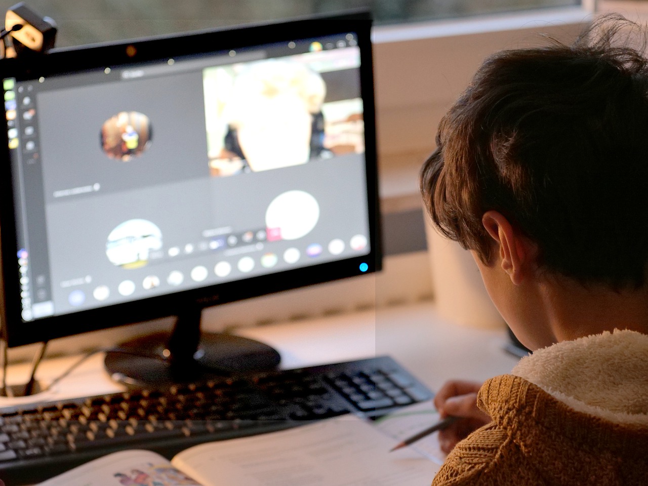 Child studying online