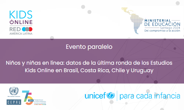 imagen con logos de Kids online CEPAL Unicef y Minsterial 2024