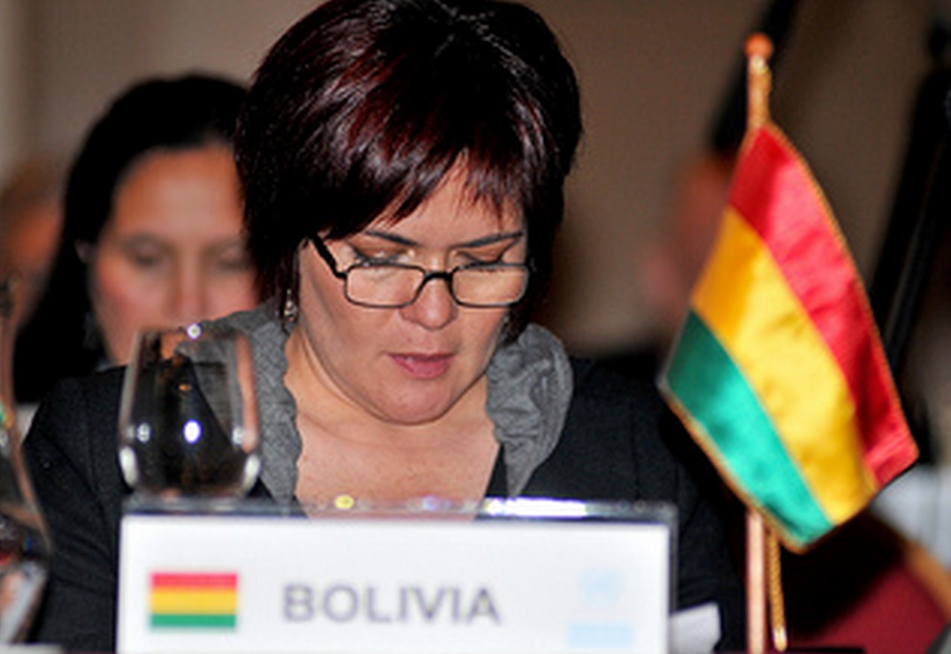 Foto de delegada de Bolivia en la Declaración sobre la aplicación del Principio 10 de la Declaración de Río sobre el Medio Ambiente y el Desarrollo