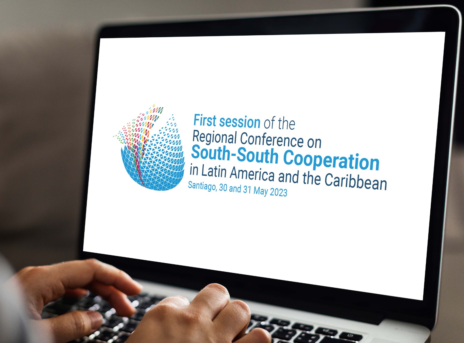 Image of a computer screen with the logo of the First Session of the Conference on South-South Cooperation