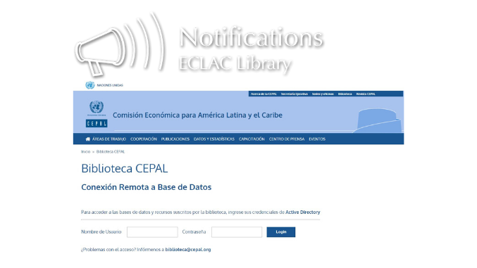 Login Page of EZProxy Platform - ECLAC Library