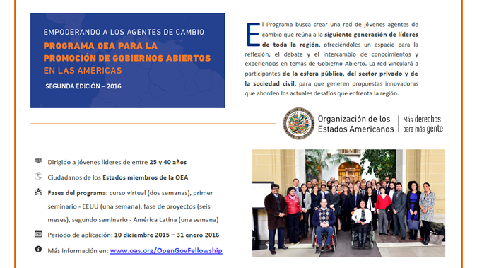 Flyer de Programa OEA sobre gobierno abierto