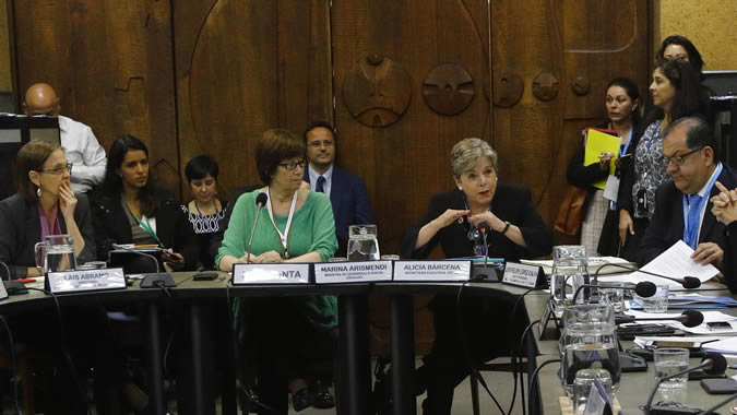 De izquierda a derecha: Laís Abramo, Marina Arismendi, Alicia Bárcena y Luis Felipe López-Calva.