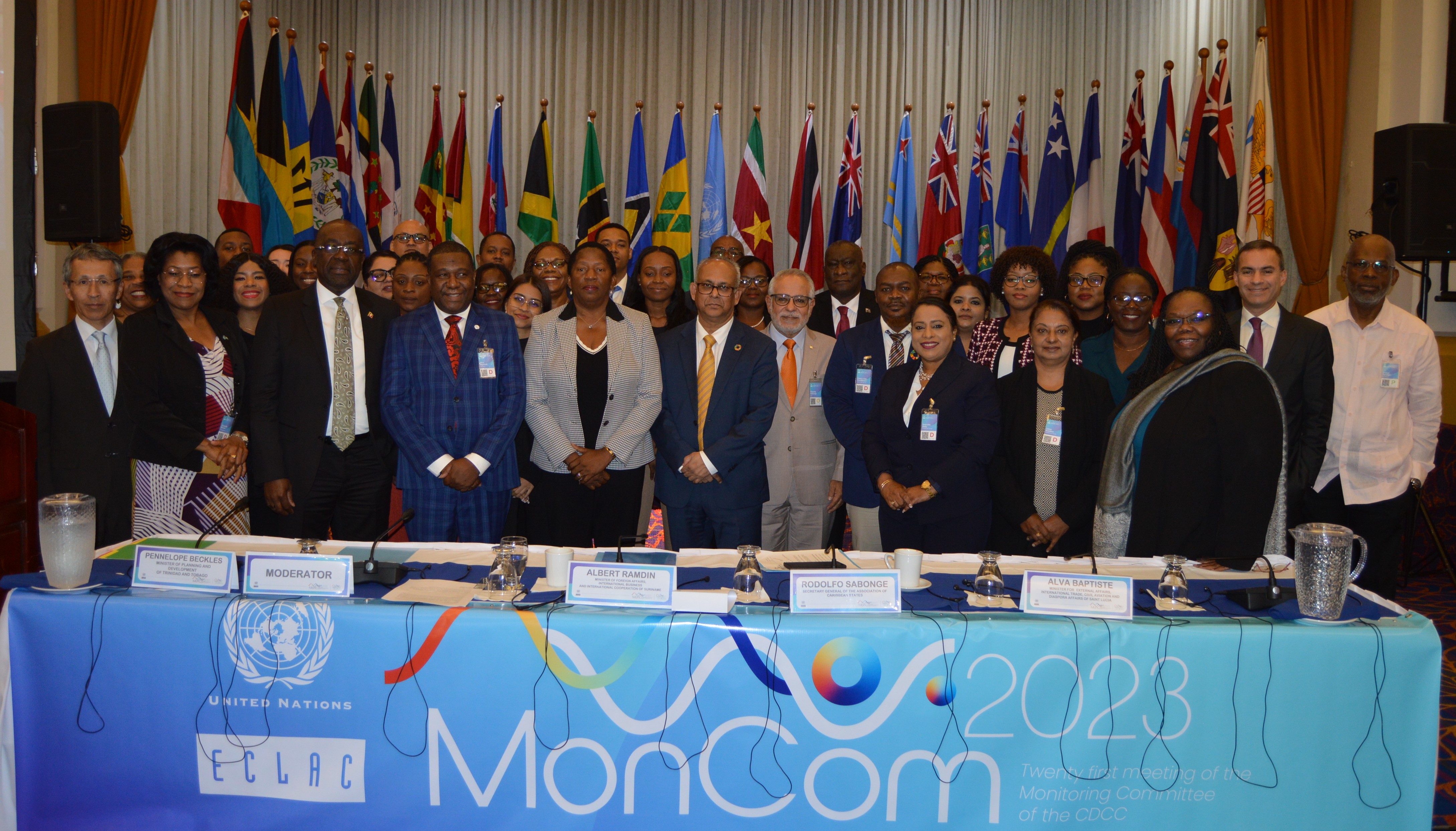 Photo showing High-level Government officials that attended the 21st MonCom meeting in the Radisson Hotel, Port-of-Spain, Trinidad