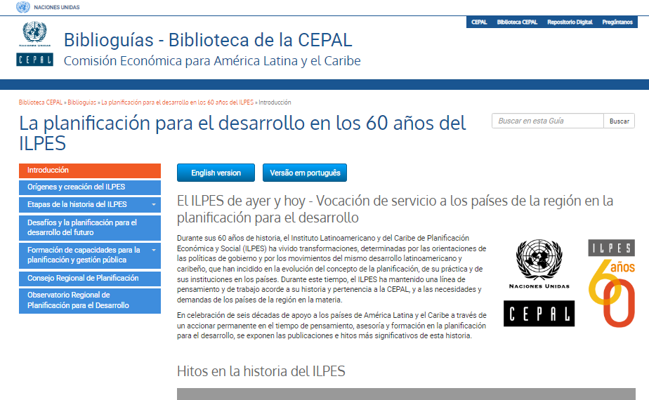 Portada Biblioguía de los 60 años del ILPES