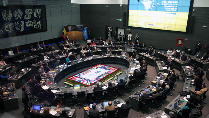 Imagen de la sala donde se celebró la VIII Reunión de la Conferencia Estadística de las Américas.