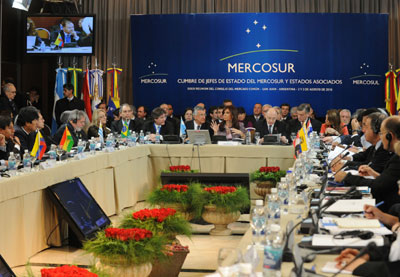 La Presidenta de Argentina, Cristina Fernández, presidió la Cumbre del MERCOSUR realizada en San Juan.