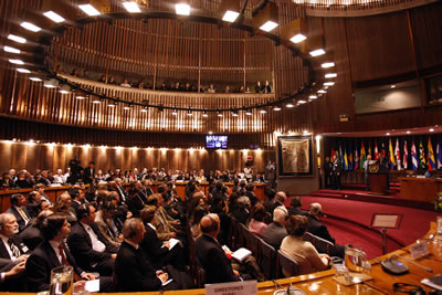Vista general de la sala Raúl Prebisch, de la CEPAL, en donde el Primer Ministro de China, Wen Jiabao, ofreció una conferencia magistral el martes 26 de junio de 2012.