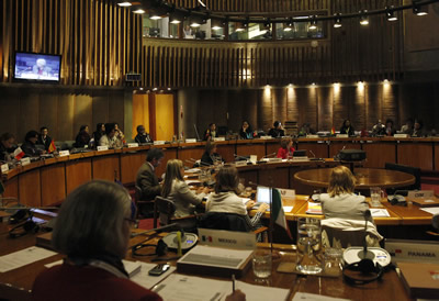La reunión tuvo lugar en la sala de conferencias Raúl Prebisch en la sede de la CEPAL en Santiago de Chile.