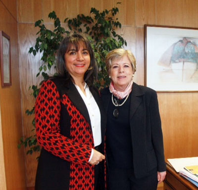 La Ministra de Desarrollo Social de Chile, María Fernanda Villegas, junto a la Secretaria Ejecutiva de la CEPAL, Alicia Bárcena.
