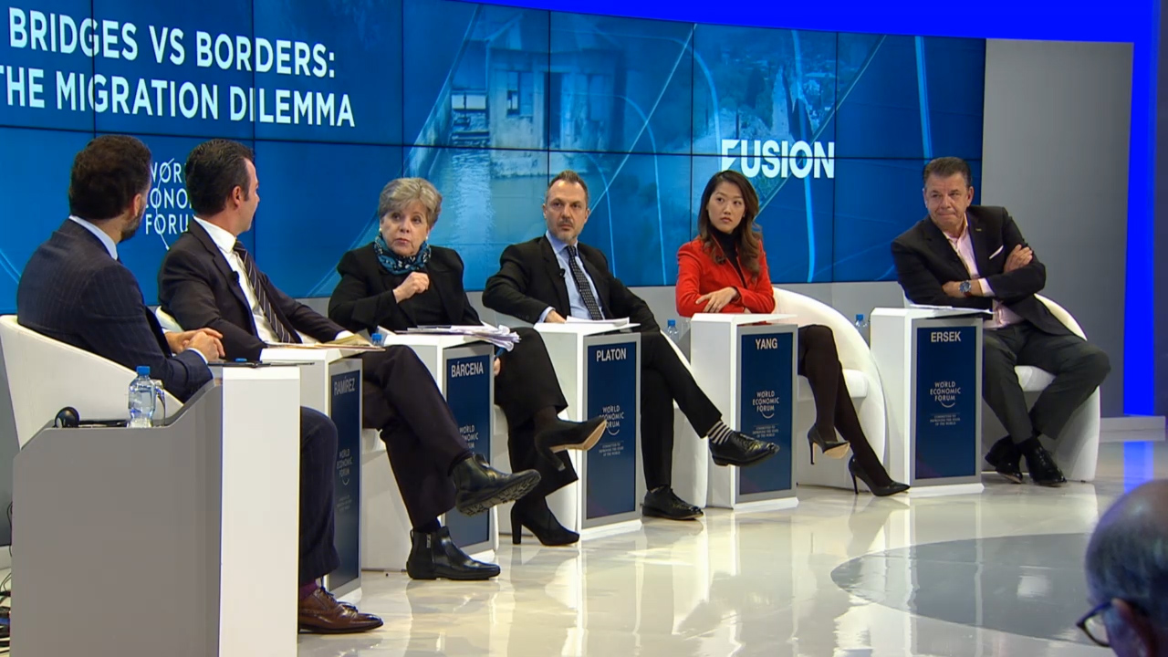 Alicia Bärcena, Executive Secretary of ECLAC, took part today in the panel Bridges vs Borders: The Migration Dilemma.
