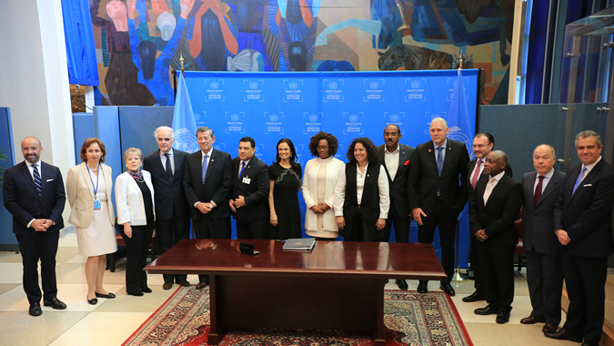 Foto grupal de la apertura a la firma del Acuerdo de Escazú.