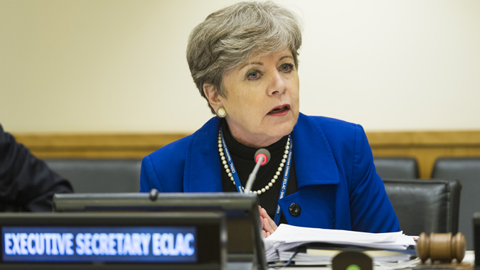 Alicia Bárcena, Secretaria Ejecutiva de la CEPAL, en la sesión especial del ECOSOC realizada en Nueva York el martes 24 de octubre de 2017.