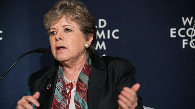 Alicia Bárcena, ECLAC Executive Secretary, in the World Economic Forum 2017 meeting. Alicia Bárcena, ECLAC Executive Secretary, in the World Economic Forum 2017 meeting.