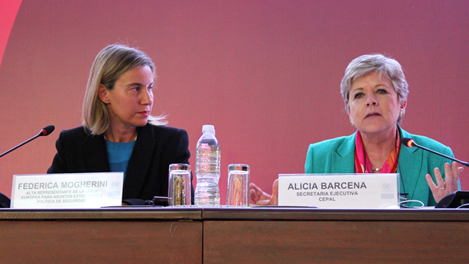 The European High Representative for Foreign Affairs, Federica Mogherini, along with the Executive Secretary of ECLAC, Alicia Bárcena. Federica Mogherini and Alicia Bárcena
