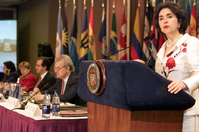 The Governor of the Commonwealth of Puerto Rico, Sila María Calderón Serra. 