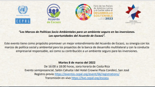 Seminario “Los Marcos de Políticas Socio Ambientales para un ambiente seguro en las inversiones. Las oportunidades del Acuerdo de Escazú”