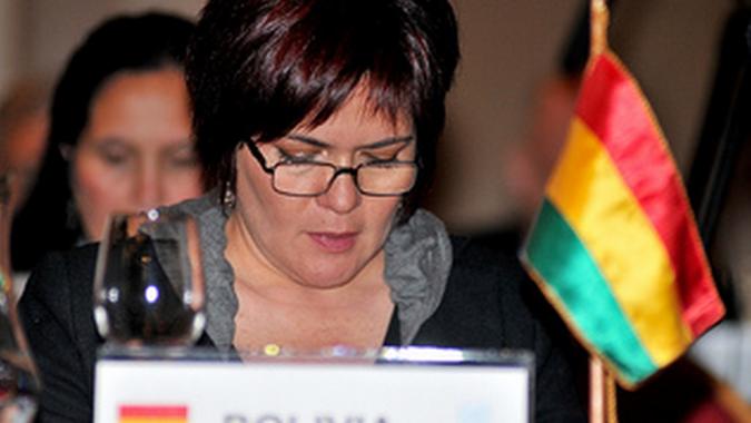 Foto de delegada de Bolivia en la Declaración sobre la aplicación del Principio 10 de la Declaración de Río sobre el Medio Ambiente y el Desarrollo