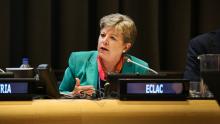 Alicia Bárcena, Secretaria Ejecutiva de la CEPAL, durante el side event de ONU-Habitat en el Foro Político de Alto Nivel 2018