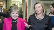 From left to right,  Alicia Bárcena, Executive Secretary of the Economic Commission for Latin America and the Caribbean (ECLAC) and Federica Mogherini, EU High Representative for Foreign Affairs and Security Policy.