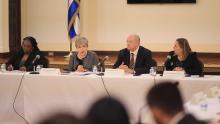 Alicia Bárcena (second from left), Executive Secretary of ECLAC, during the meeting in New York with Latin American and Caribbean countries representatives