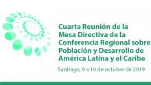 Banner de la Cuarta reunión de la Mesa Directiva sobre Población y Desarrollo